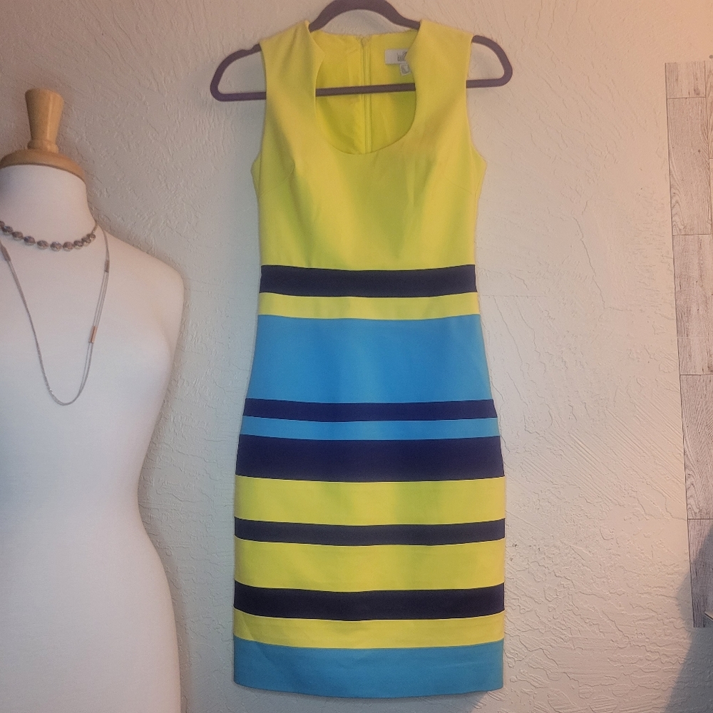 Belle Bagley Mischka color block dress.